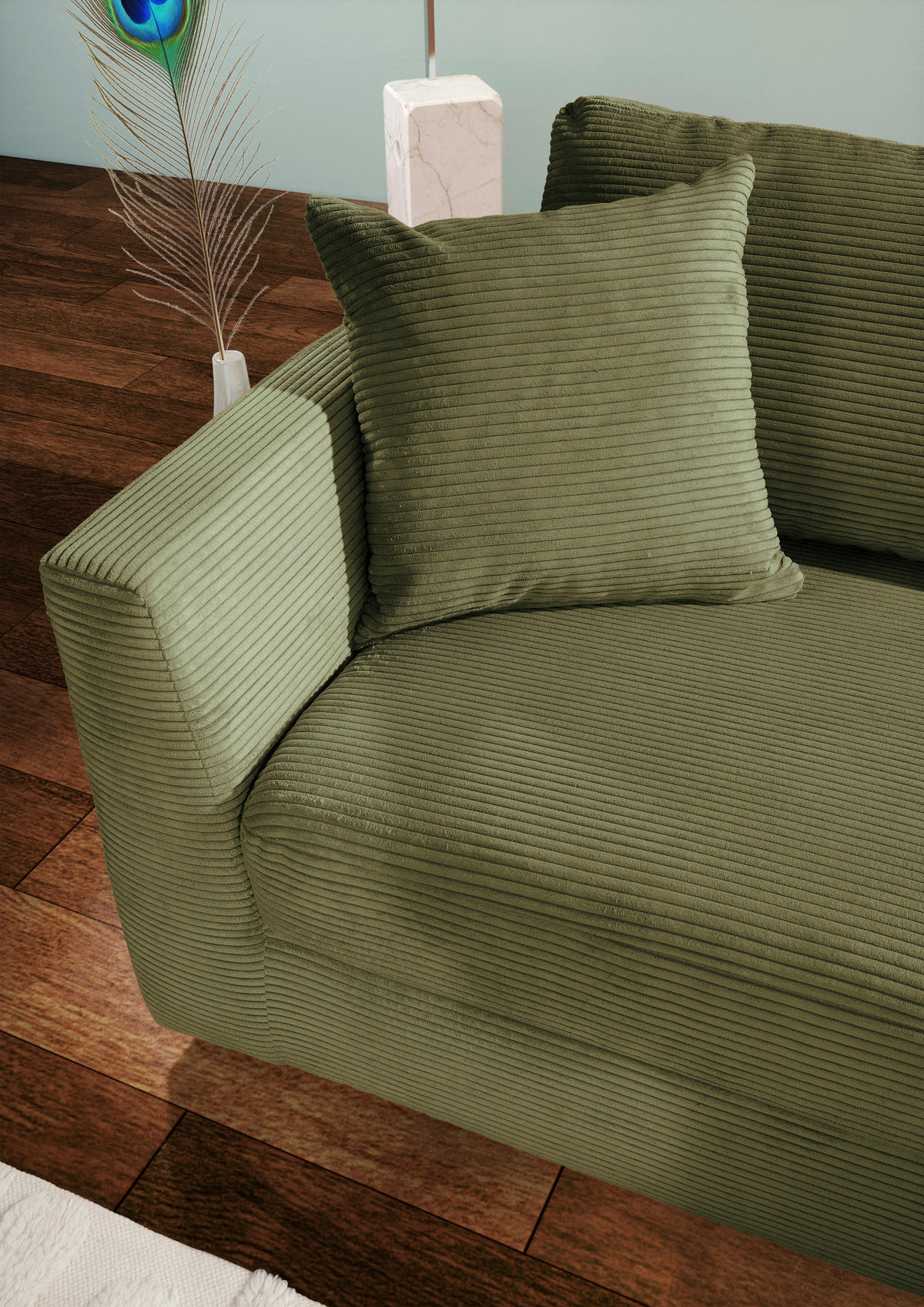 ECKSOFA Dunkelgrün Cord  - Dunkelgrün/Schwarz, KONVENTIONELL, Kunststoff/Textil (234/170cm) - Carryhome