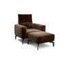 Sessel inkl. Hocker in Samt Braun  - Schwarz/Braun, Design, Textil/Metall (110/85/86-94cm) - SENSOO