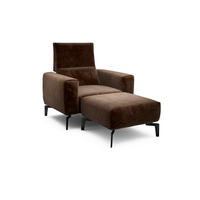 Sessel inkl. Hocker Samt    - Schwarz/Braun, Design, Textil/Metall (110/85/86-94cm) - SENSOO