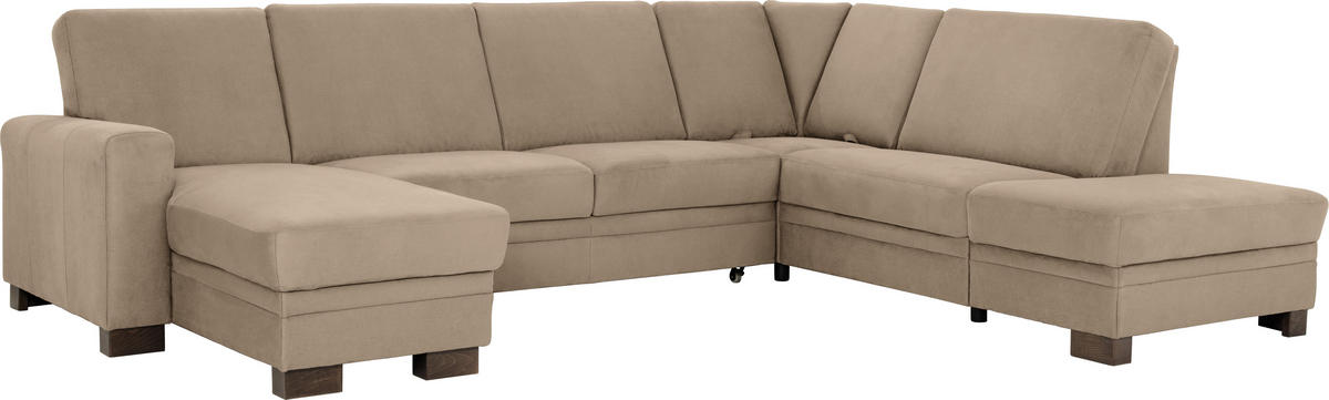 WOHNLANDSCHAFT in Beige  - Beige/Braun, Design, Holz/Textil (163/319/241cm) - Beldomo System