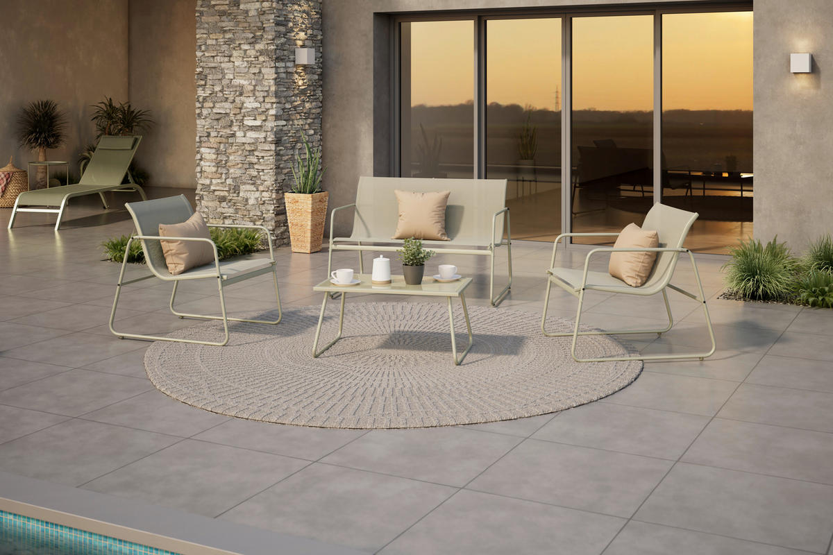 LOUNGEGARNITUR Eisen  - Grün, MODERN, Glas/Textil - Ambia Garden