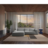 ECKSOFA HANNAH Hellgrau Cord  - Hellgrau/Schwarz, Design, Kunststoff/Textil (200/304cm) - MID.YOU
