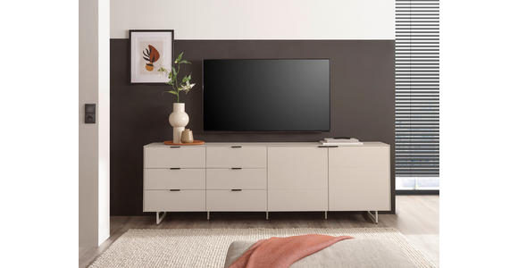 TV-ELEMENT Schwarz, Kaschmir  220/70/38 cm  - Kaschmir/Schwarz, MODERN, Holzwerkstoff/Metall (220/70/38cm) - Carryhome