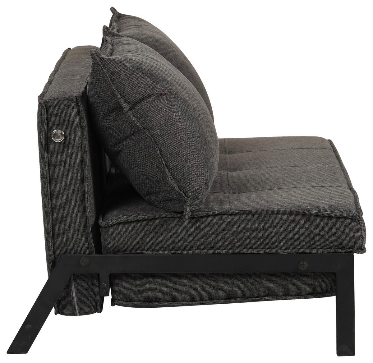 KANAPÉÁGY sötétszürke  - fekete/sötétszürke, Design, textil/fém (151/70/86/97cm) - Livetastic