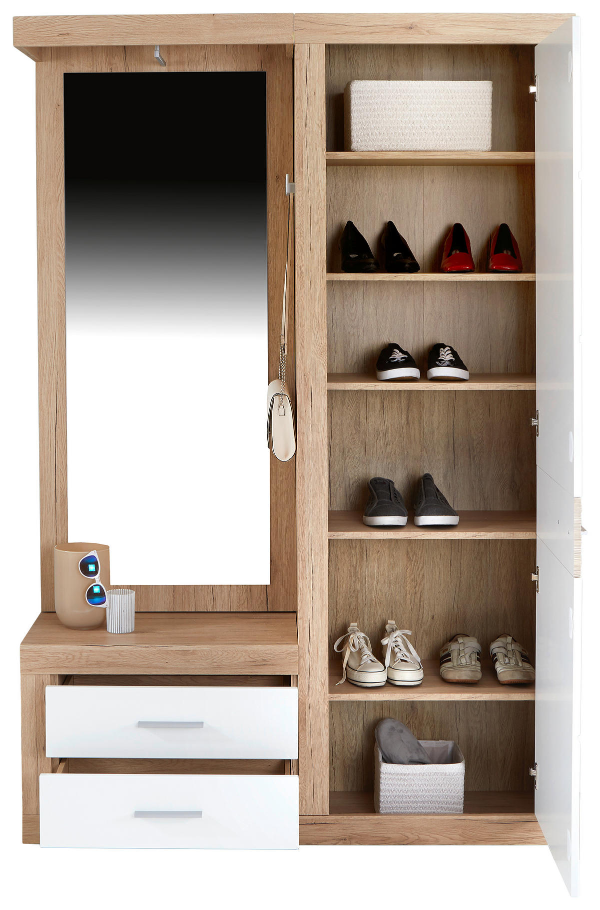 PREDSOBLJE  bijela, boje hrasta  - bijela/boje hrasta, Moderno, drvni materijal (130/197/36cm) - Modern Living