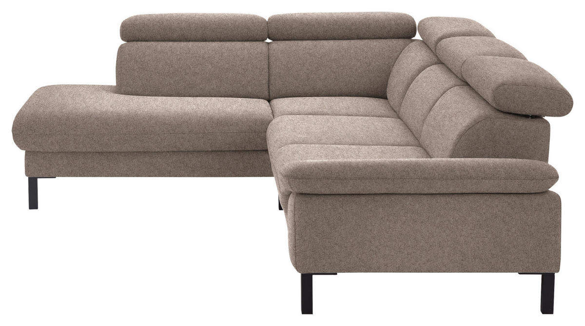 ECKSOFA in Flachgewebe Taupe  - Taupe/Schwarz, Design, Holzwerkstoff/Textil (217/272cm) - Pure Home Comfort