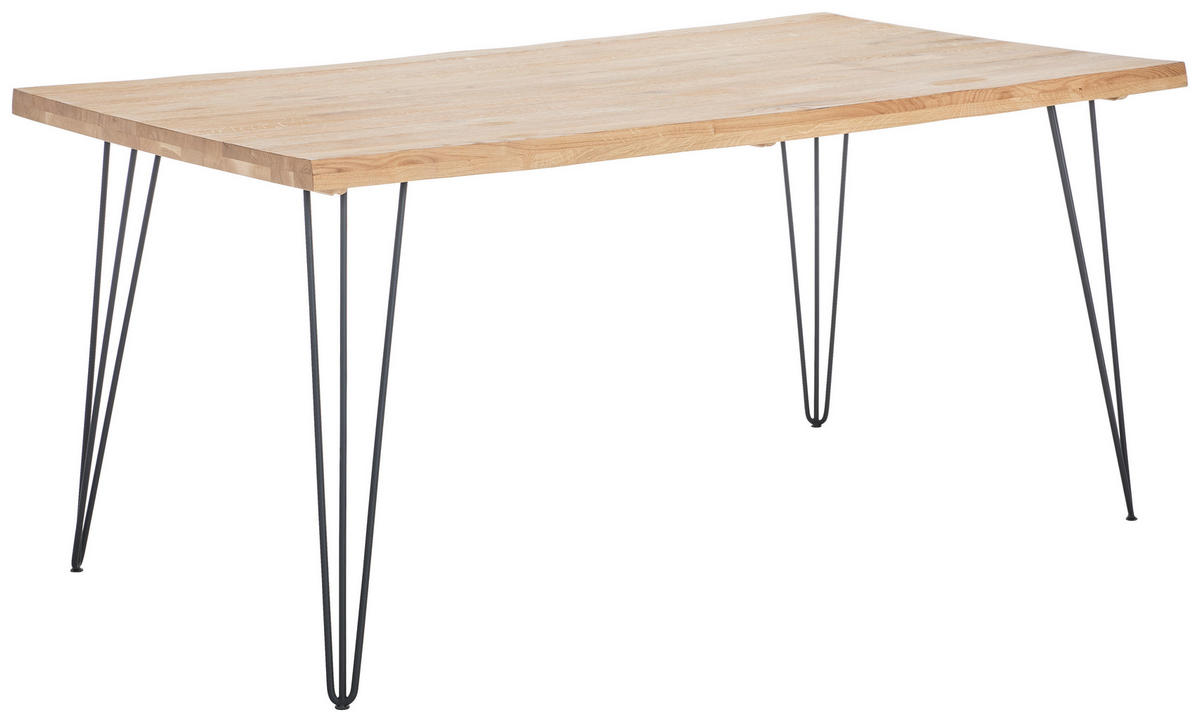 ESSTISCH in Holz 140/90/75 cm  - Eichefarben/Schwarz, Design, Holz/Metall (140/90/75cm) - Landscape