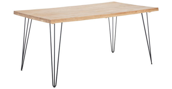 ESSTISCH in Holz 160/90/75 cm  - Eichefarben/Schwarz, Design, Holz/Metall (160/90/75cm) - Landscape