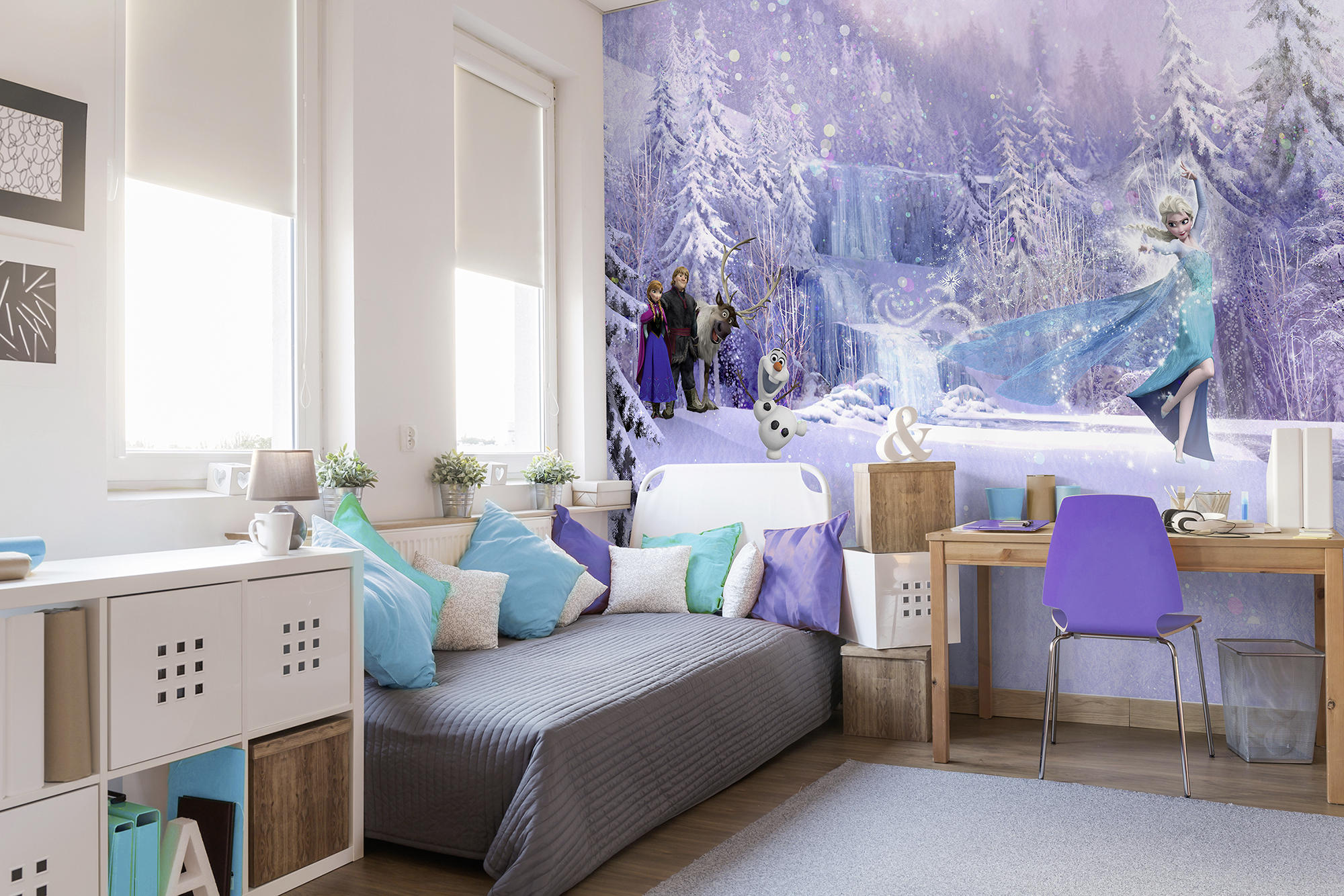 FOTOTAPETE Frozen  - Blau/Lila, LIFESTYLE, Papier (368/254cm) - Disney