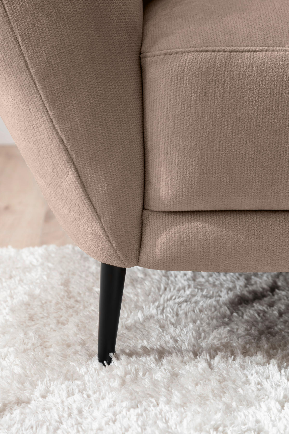 RÉCAMIERE Taupe Chenille Zierkissen, Rücken echt  - Taupe/Schwarz, KONVENTIONELL, Textil/Metall (224/70/97cm) - Hom`in