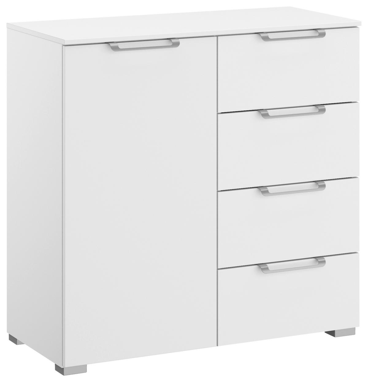 KOMMODE 80/81/42 cm Weiss  - Weiss/Silberfarben, Design, Holzwerkstoff/Kunststoff (80/81/42cm) - Novel