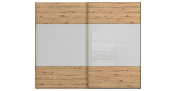 SCHWEBETÜRENSCHRANK 271/223/68 cm 2-türig Eiche Artisan, Seidengrau  - Eichefarben/Seidengrau, Design, Glas/Holzwerkstoff (271/223/68cm) - Xora