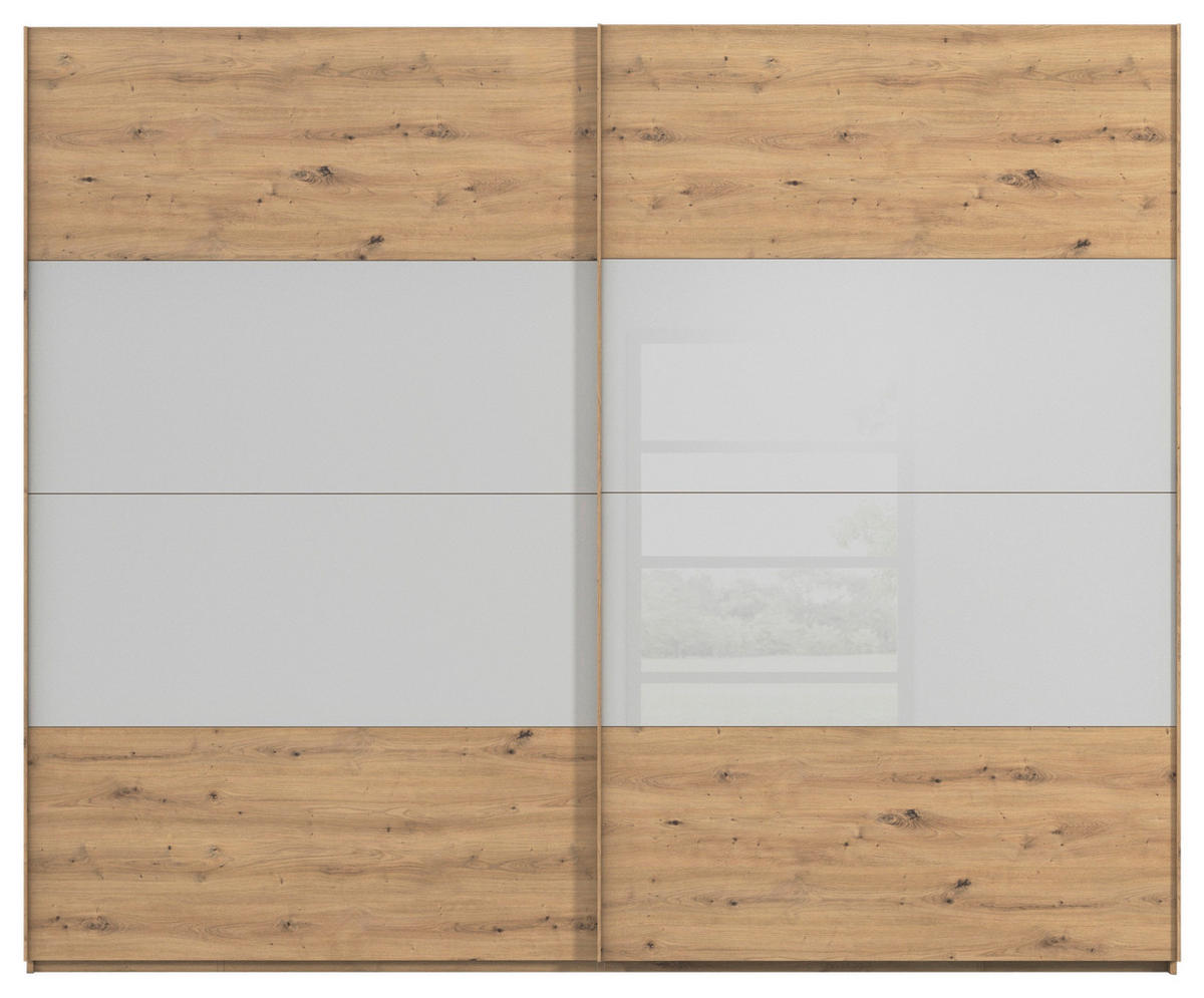 SCHWEBETÜRENSCHRANK 271/223/68 cm 2-türig Eiche Artisan, Seidengrau  - Eichefarben/Seidengrau, Design, Glas/Holzwerkstoff (271/223/68cm) - Xora
