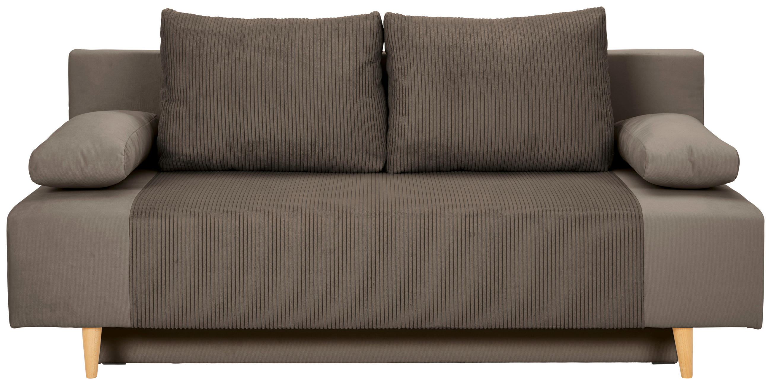 ZOFA S POSTELJNO FUNKCIJO,  rjava tekstil  - krem barve/barve bukve, Konvencionalno, tekstil/les (191/92cm) - Carryhome