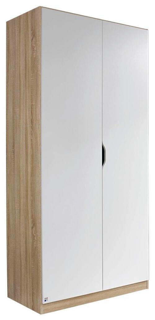 DREHTÜRENSCHRANK in Weiss, Sonoma Eiche  - Weiss/Eichefarben, Modern, Holzwerkstoff (91/197/54cm) - Rauch Möbel