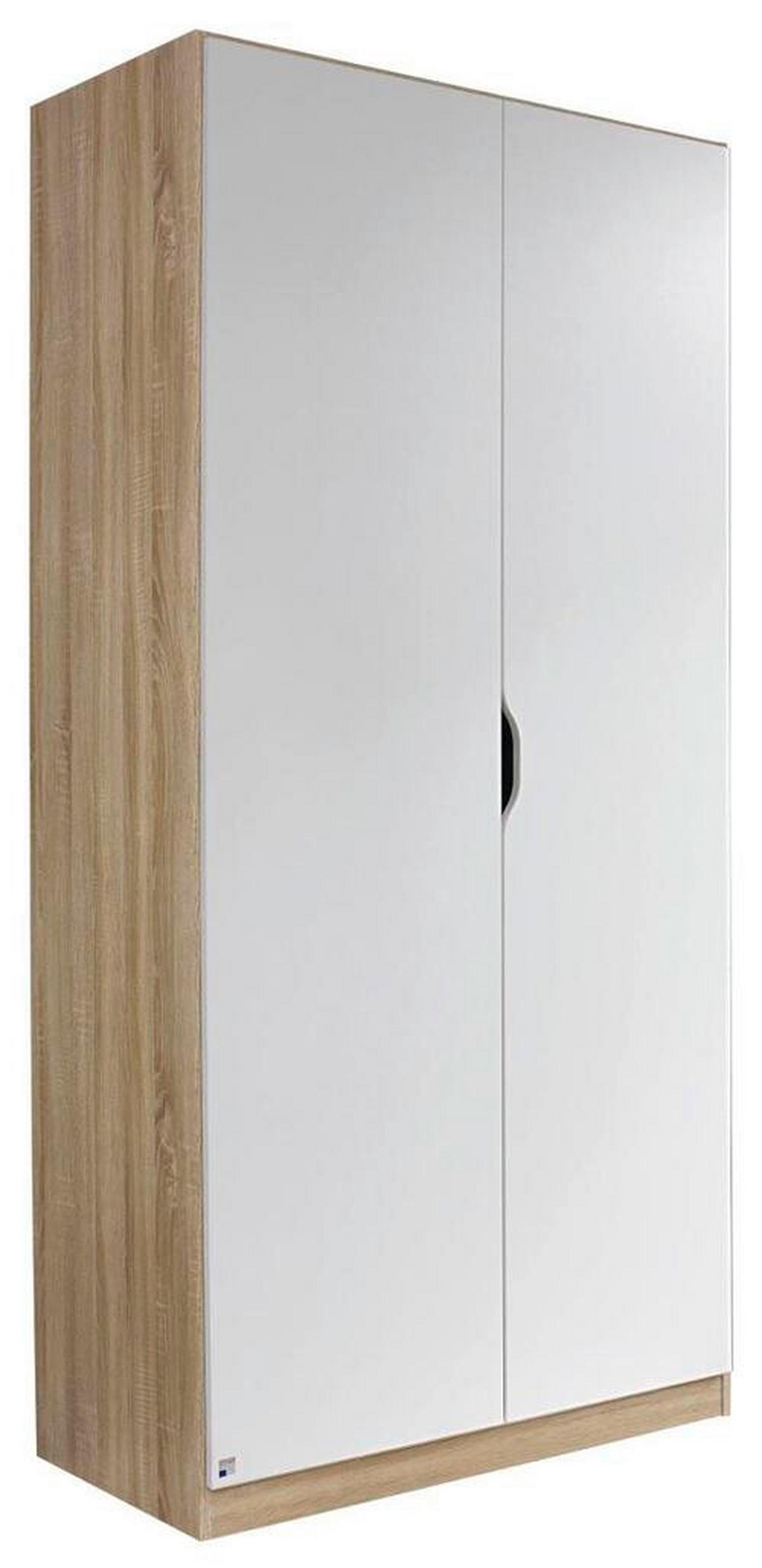 DREHTÜRENSCHRANK in Weiss, Sonoma Eiche  - Weiss/Eichefarben, Modern, Holzwerkstoff (91/197/54cm) - Rauch Möbel