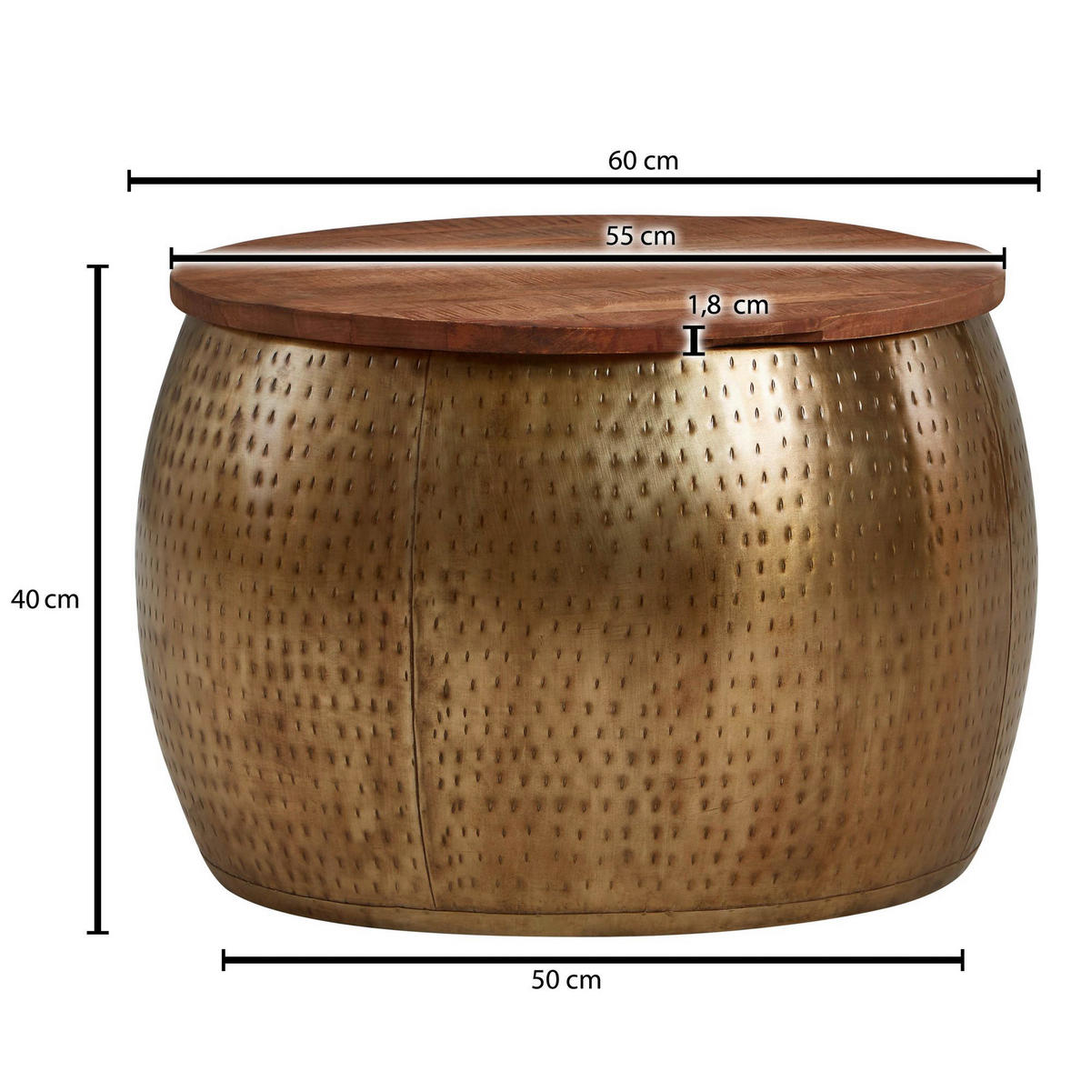 COUCHTISCH in Holz 60/60/40 cm  - Goldfarben, Modern, Holz/Metall (60/60/40cm) - MID.YOU