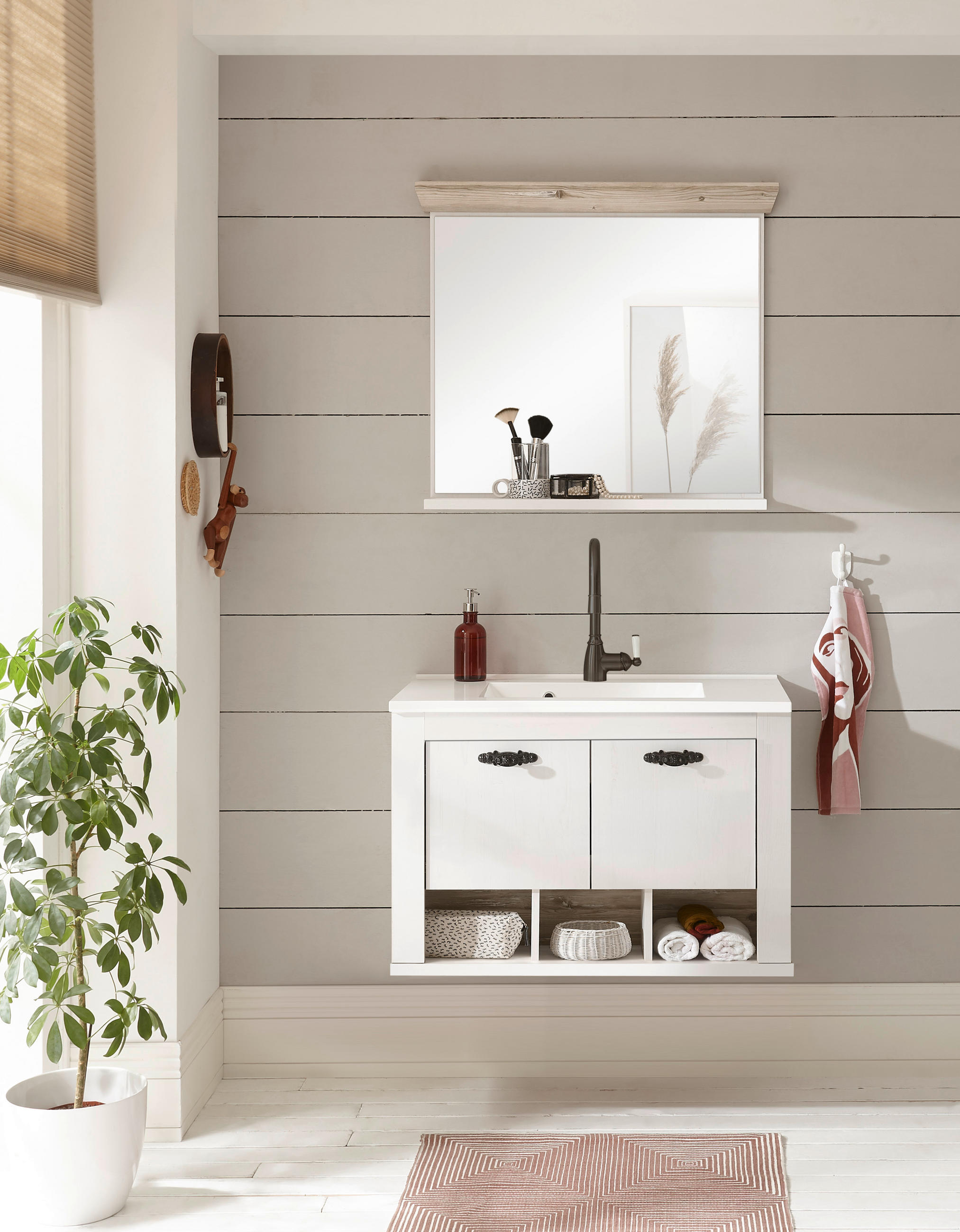 BADEZIMMER 2-teilig  in  - Schwarz/Weiß, Design, Naturmaterialien/Holzwerkstoff (81/200/46cm) - MID.YOU