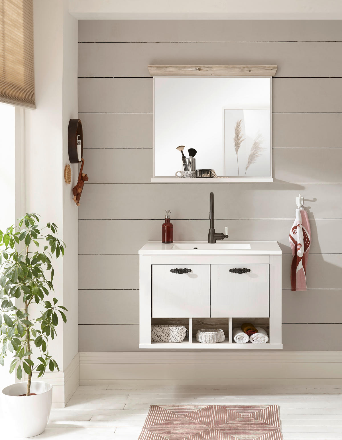 BADEZIMMER 2-teilig  in  - Schwarz/Weiß, Design, Naturmaterialien/Holzwerkstoff (81/200/46cm) - MID.YOU