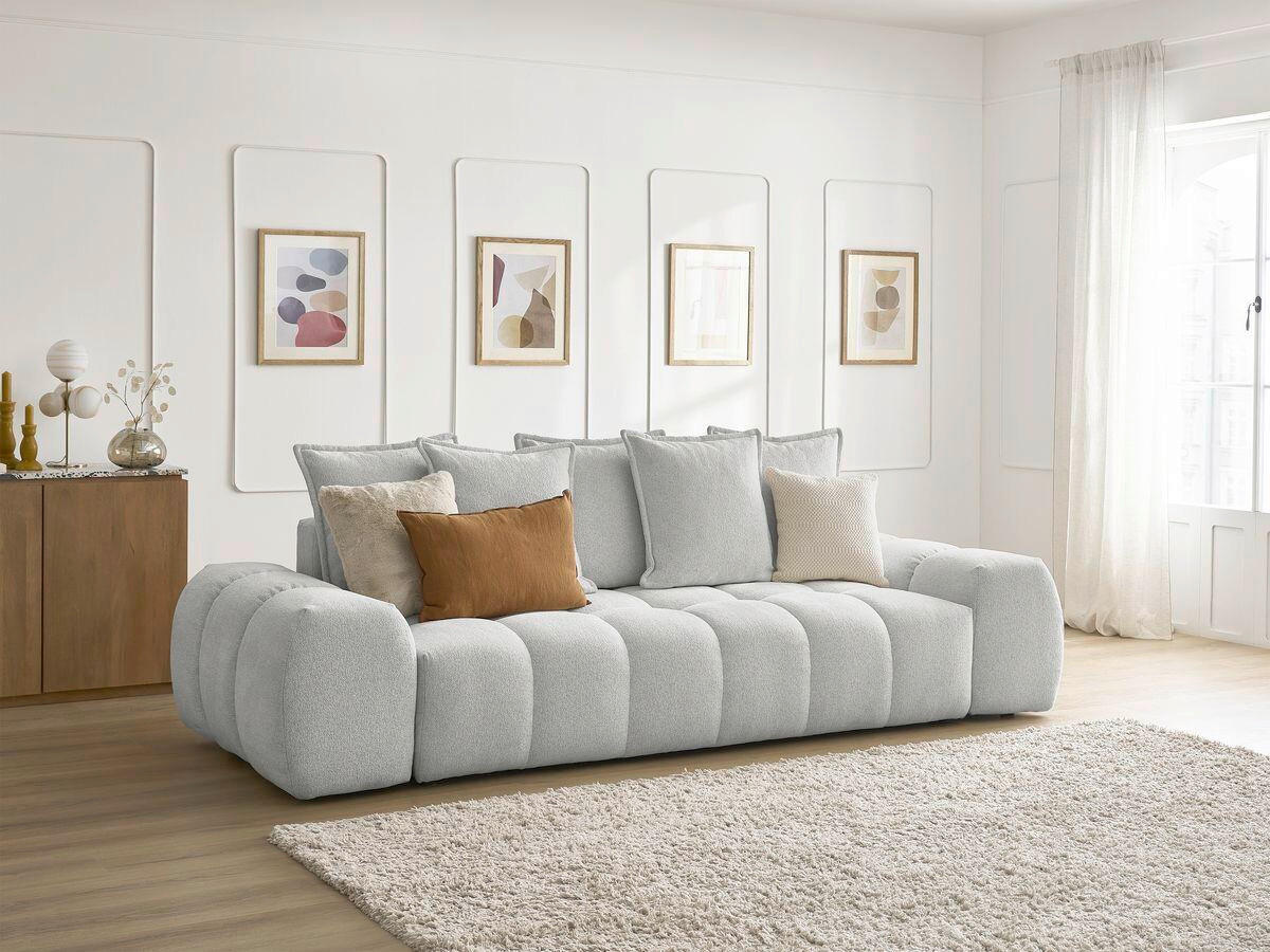 3-SITZER-SOFA EVEREST Flachgewebe Hellgrau  - Hellgrau/Schwarz, MODERN, Kunststoff/Textil (278/90/115cm)