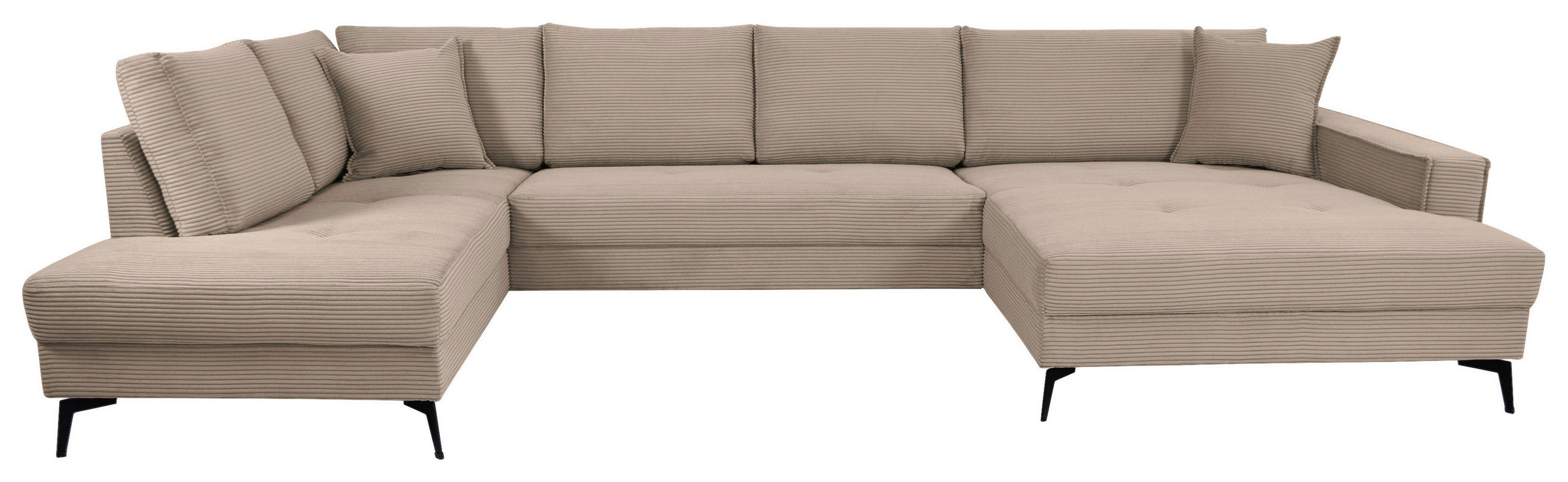 WOHNLANDSCHAFT ZERO Graubraun Cord  - Graubraun/Schwarz, Trend, Textil/Metall (195/362/173cm) - Livetastic