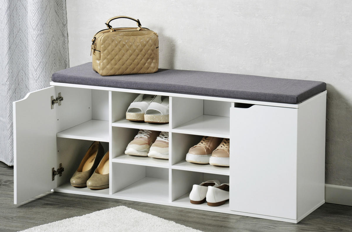 GARDEROBENBANK - Weiß/Grau, Basics (103/48/30,50cm) - Kesper