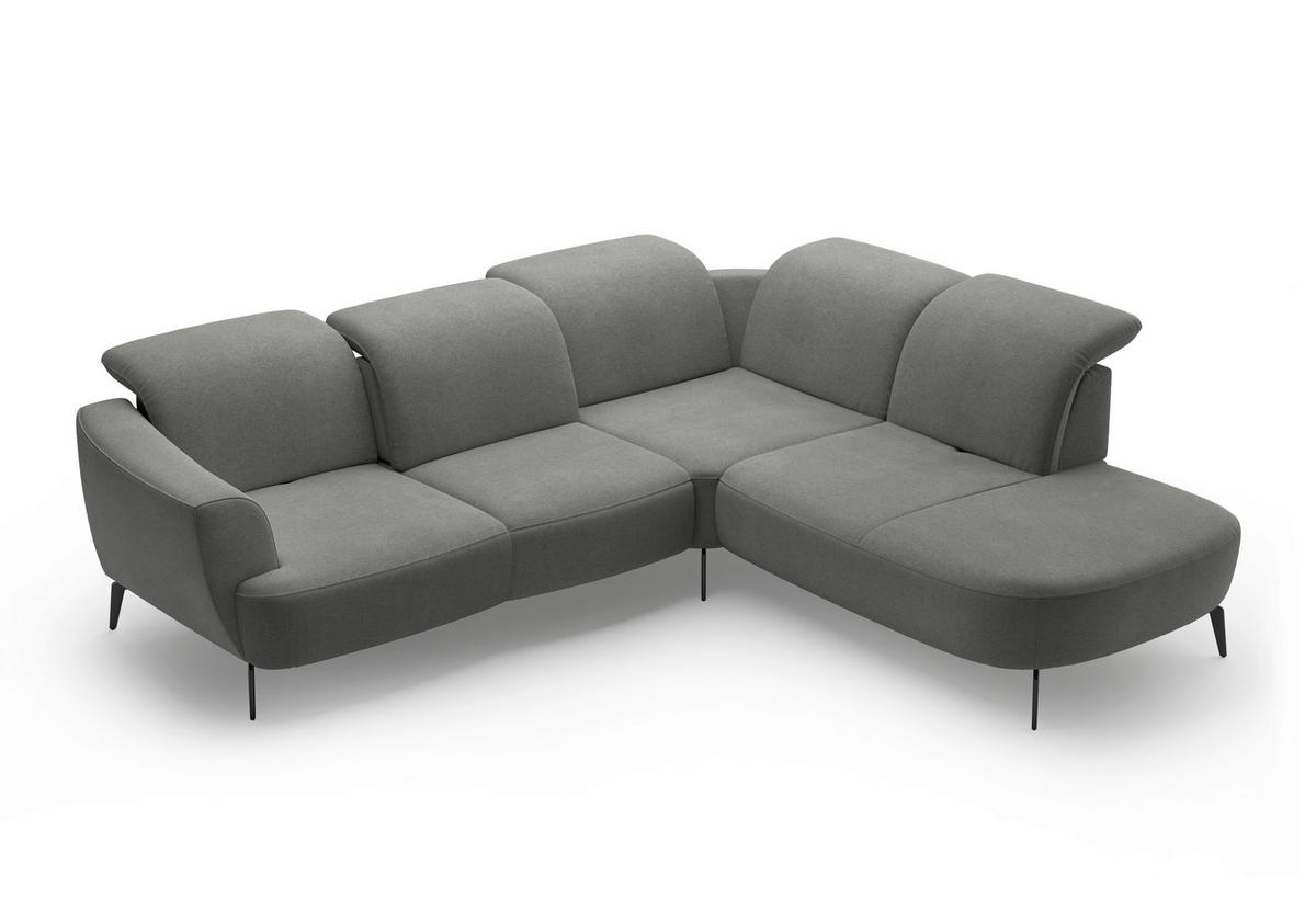 ECKSOFA in Mikrofaser Schlammfarben  - Schlammfarben/Schwarz, Konventionell, Textil/Metall (300/267cm) - Sit & More