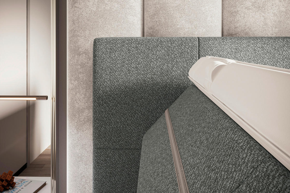 BOXBETT 100/200 cm  in Grau  - Grau, KONVENTIONELL, Kunststoff/Textil (100/200cm) - Boxxx
