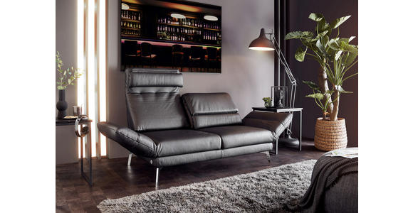 2-SITZER-SOFA in Echtleder Schwarz - Chromfarben/Schwarz, Design, Leder/Metall (198-246/83/96-187cm) - Dieter Knoll