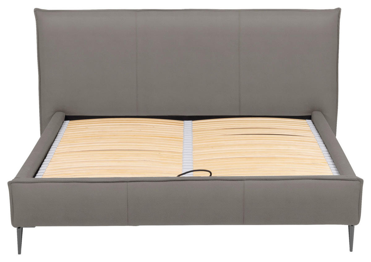 POLSTERBETT 200/200 cm,  in Grau, gepolstertes Kopfteil, Lattenrost, Bettkasten,  - Schwarzchrom/Grau, KONVENTIONELL, Leder/Holz (200/200cm) - Esposa
