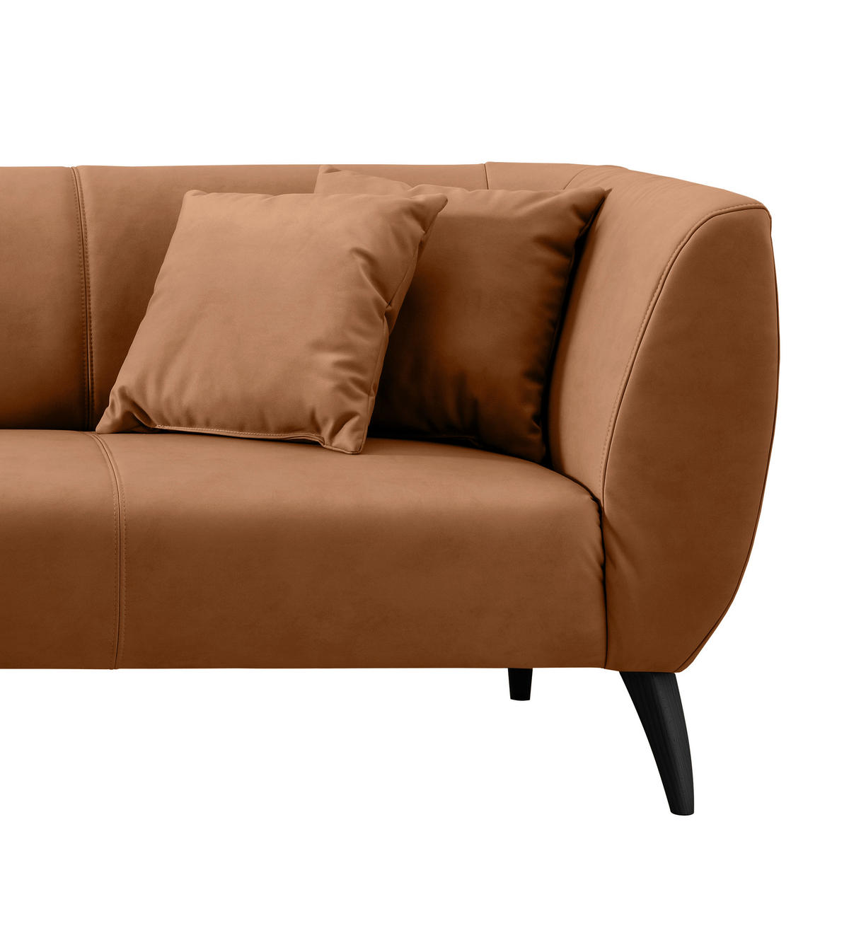 ECKSOFA in Lederlook Cognac  - Cognac/Schwarz, Modern, Holz/Textil (160/264cm) - Livetastic