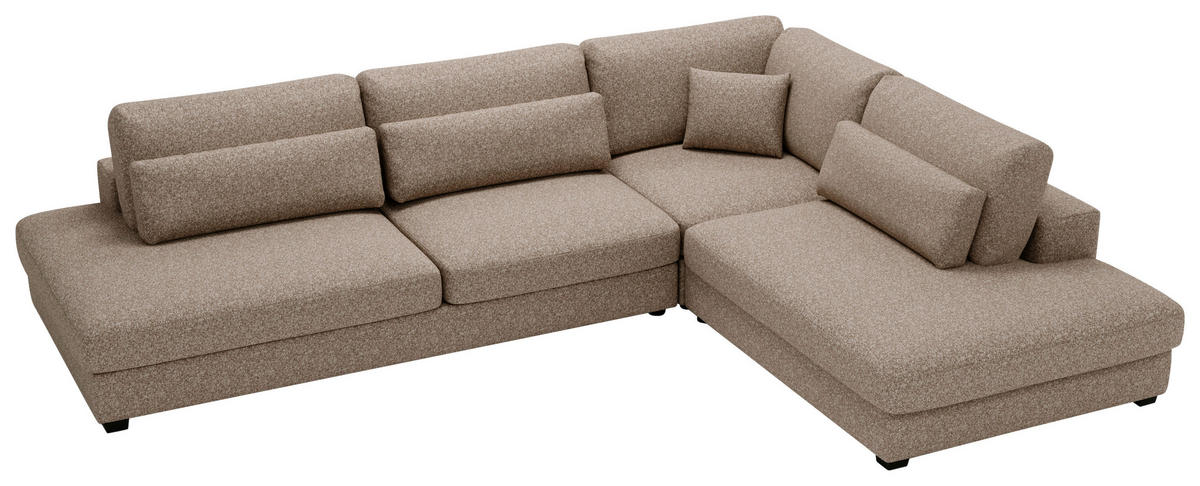 ECKSOFA in Plüsch, Bouclé Hellbraun  - Hellbraun/Schwarz, Design, Kunststoff/Textil (332/244cm) - Livetastic