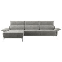 ECKSOFA in Bouclé Grau  186/330 cm  - Schwarz/Grau, MODERN, Textil/Metall (186/330cm) - Johann Jakob