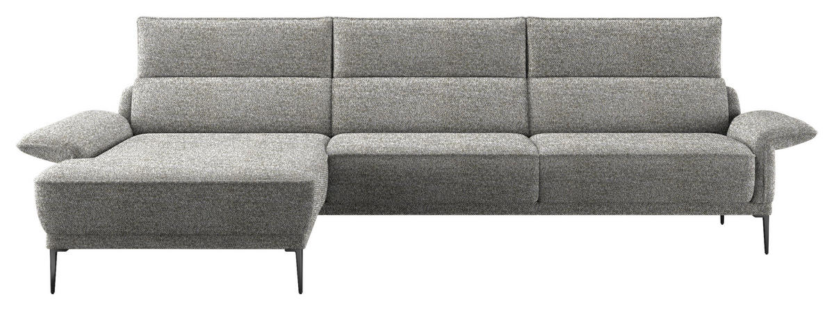 ECKSOFA in Bouclé Grau  186/330 cm  - Schwarz/Grau, MODERN, Textil/Metall (186/330cm) - Johann Jakob