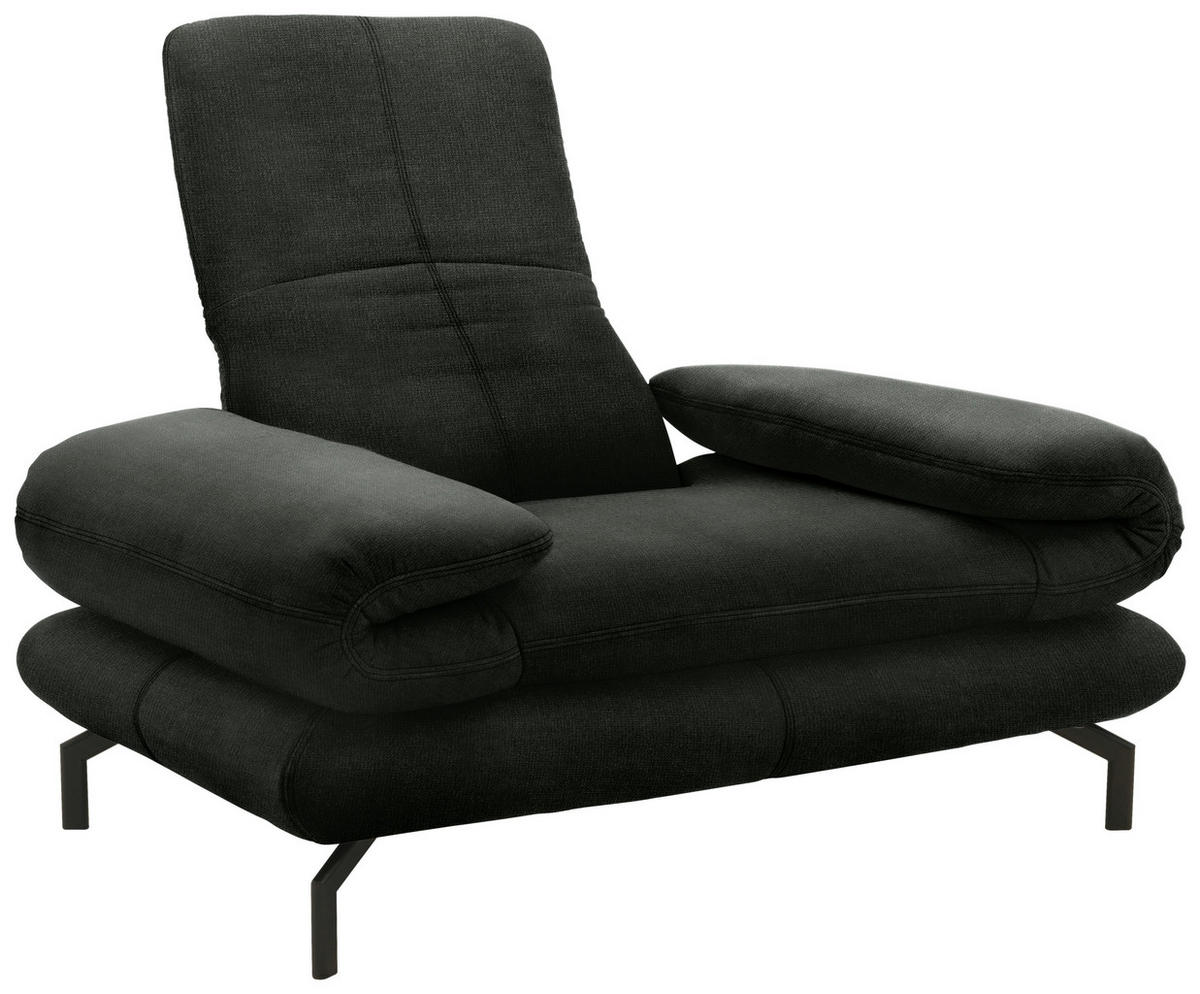 SESSEL mit Funktion in Webstoff Dunkelgrün  - Dunkelgrün/Schwarz, Design, Textil/Metall (139 (197)/83 (110)/98cm) - LOOKS by W.Joop