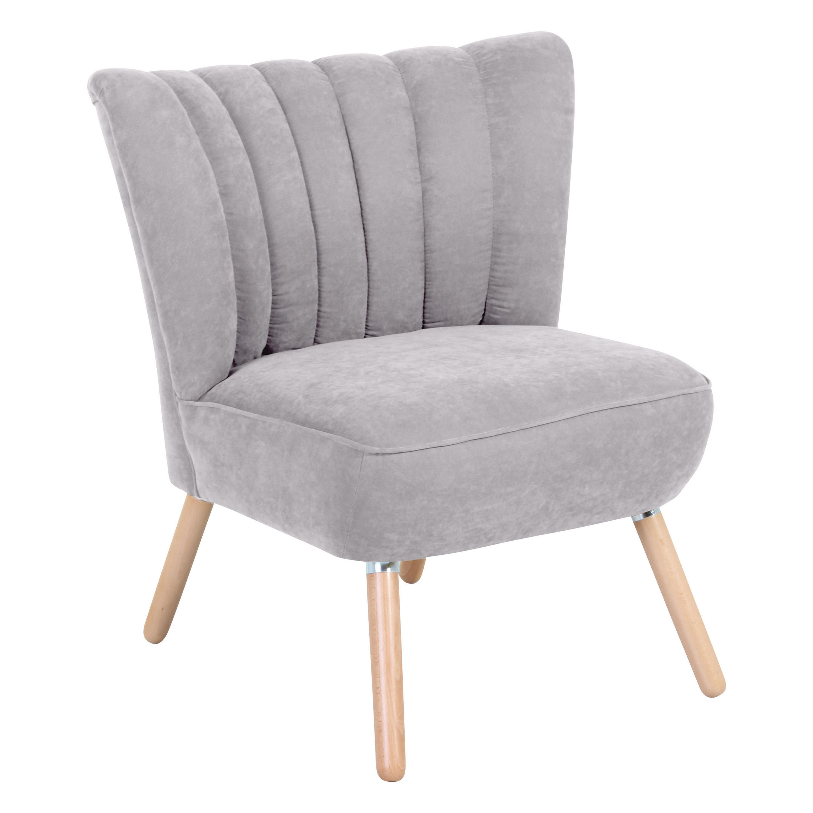 SESSEL Velours Silberfarben    - Buchefarben/Silberfarben, Design, Holz/Textil (70/80/66cm) - Max Winzer