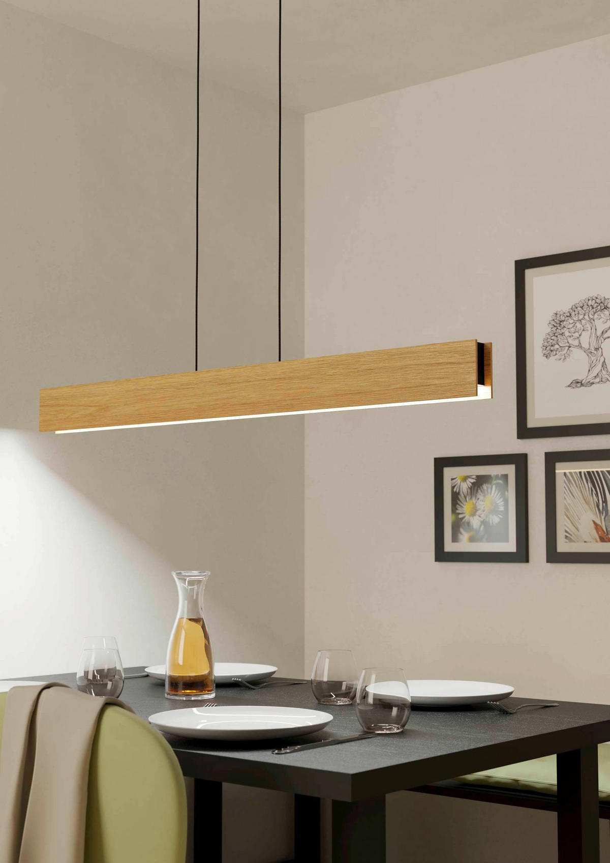 HÄNGELEUCHTE 123/5,5/110 cm    - Weiss/Schwarz, Natur, Holz/Kunststoff (123/5,5/110cm) - Eglo