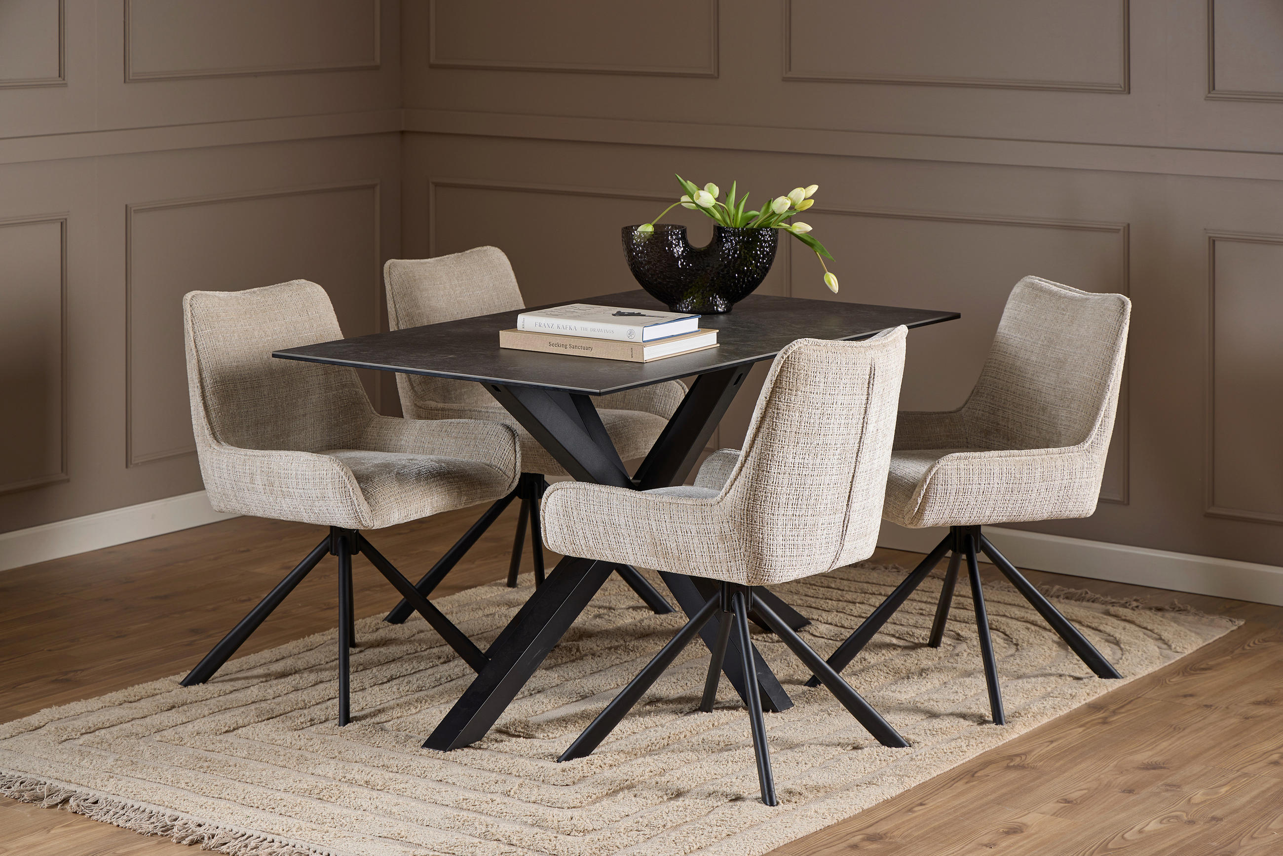 ESSTISCH in Keramik  - Schwarz, Trend, Keramik/Metall (135/76/80cm) - MID.YOU