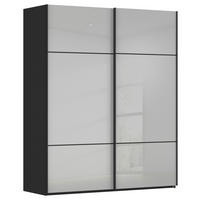 SCHWEBETÜRENSCHRANK 162/223/68 cm,  in Grau, Schwarz, 2 Tür(en)  - Schwarz/Grau, KONVENTIONELL, Glas/Holzwerkstoff (162/223/68cm) - Novel