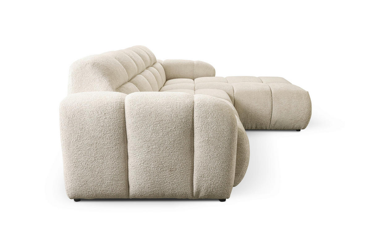 ECKSOFA VENTO in Struktur Beige  255/175 cm  - Beige/Schwarz, Design, Holz/Holzwerkstoff (255/175cm) - MID.YOU