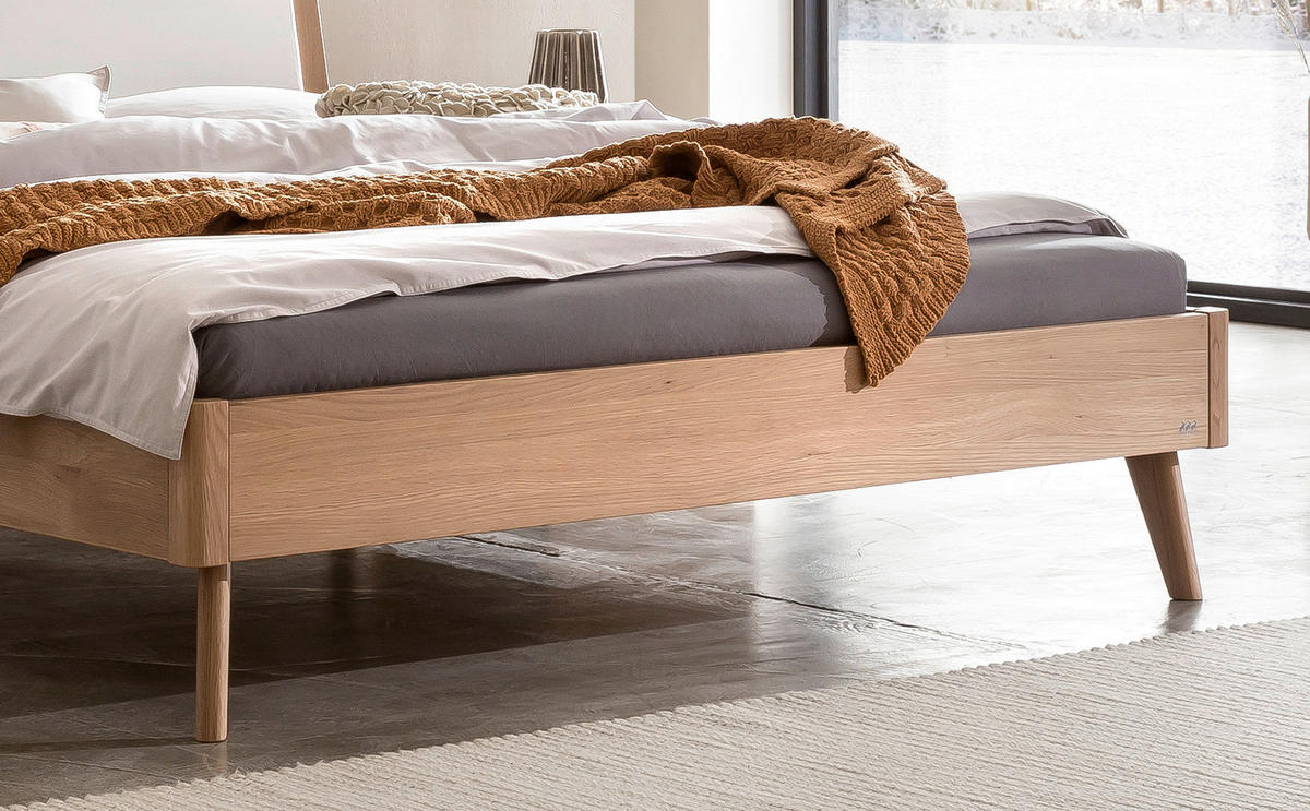 BETT 180/200 cm  in Weiß, Eichefarben  - Eichefarben/Weiß, Design, Holz/Textil (180/200cm) - Hasena