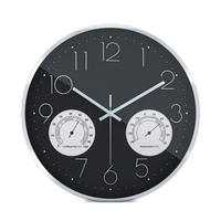 WANDUHR  Silberfarben, Schwarz 35 cm  - Silberfarben/Schwarz, Basics, Metall (35cm)