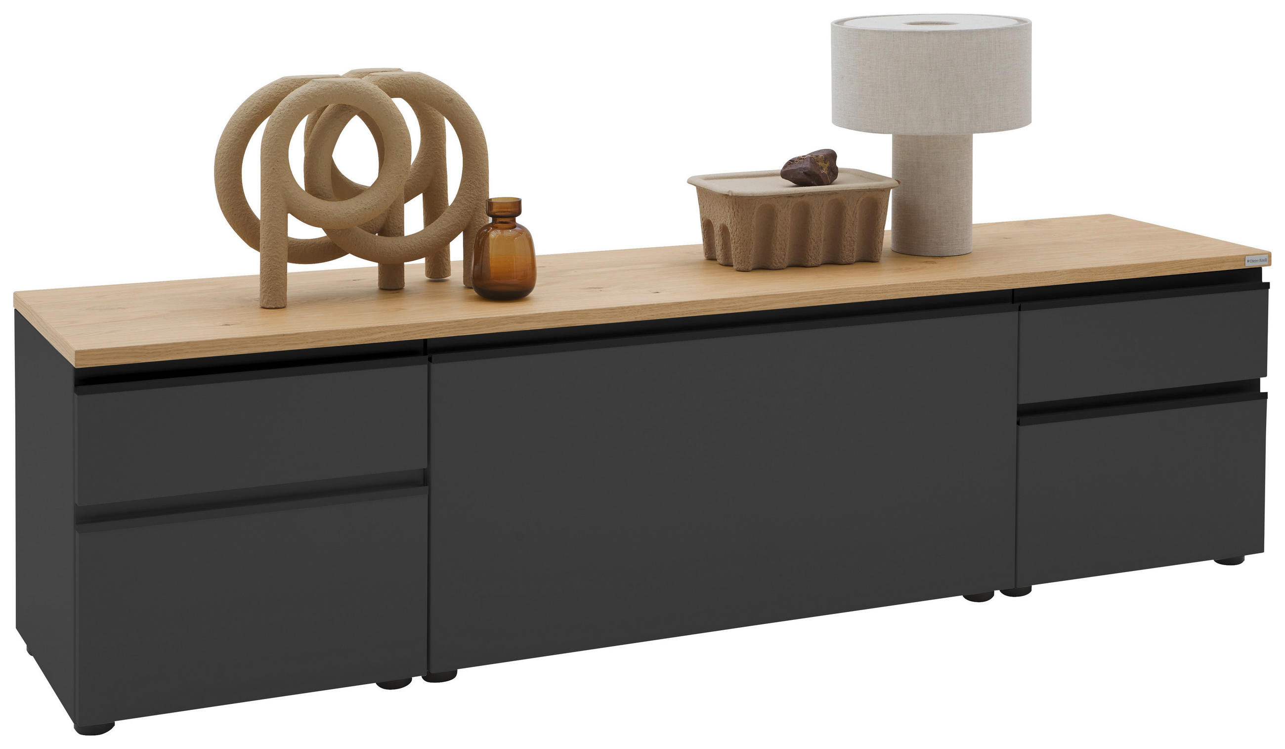 Dieter Knoll LOWBOARD Grau, Eiche 180cm × 41cm × 46cm
