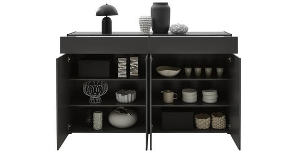 SIDEBOARD 180/111/40 cm  - Schwarz/Graphitfarben, Design, Holzwerkstoff/Kunststoff (180/111/40cm) - Voleo