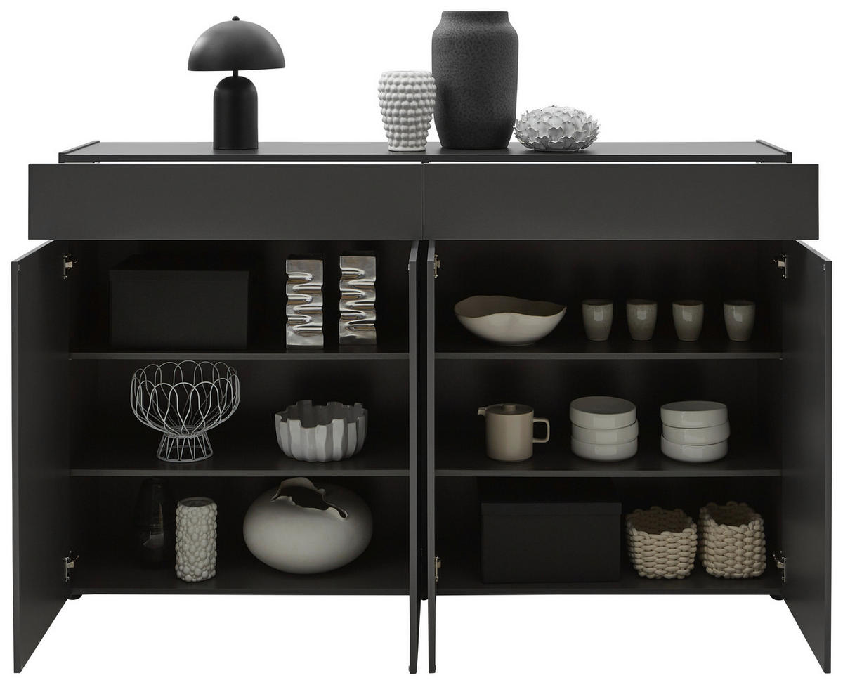 SIDEBOARD  in 180/111/40 cm  - Schwarz/Graphitfarben, Design, Holzwerkstoff/Kunststoff (180/111/40cm) - Voleo