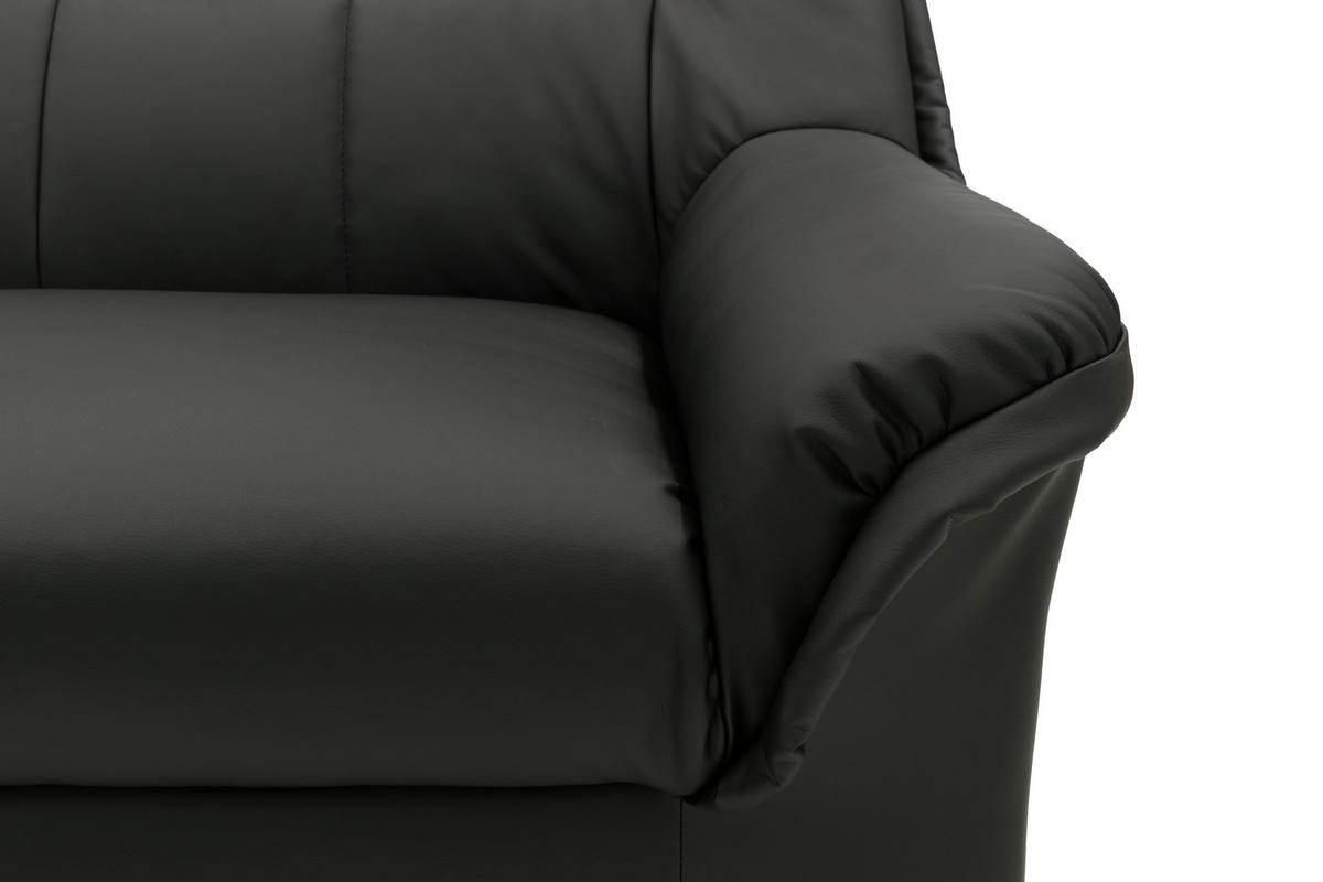 ECKSCHLAFSOFA  BERLIN FK Schwarz Lederlook  - Schwarz, KONVENTIONELL, Kunststoff/Textil (244/205/89cm) - MID.YOU