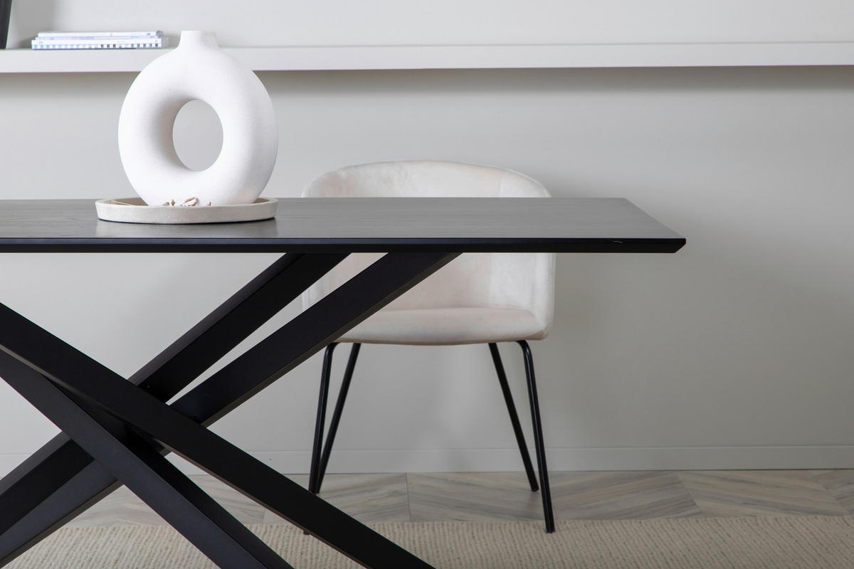 ESSTISCH furniert rechteckig Schwarz  - Schwarz, Design, Holzwerkstoff/Metall (180/90/76cm) - Livetastic