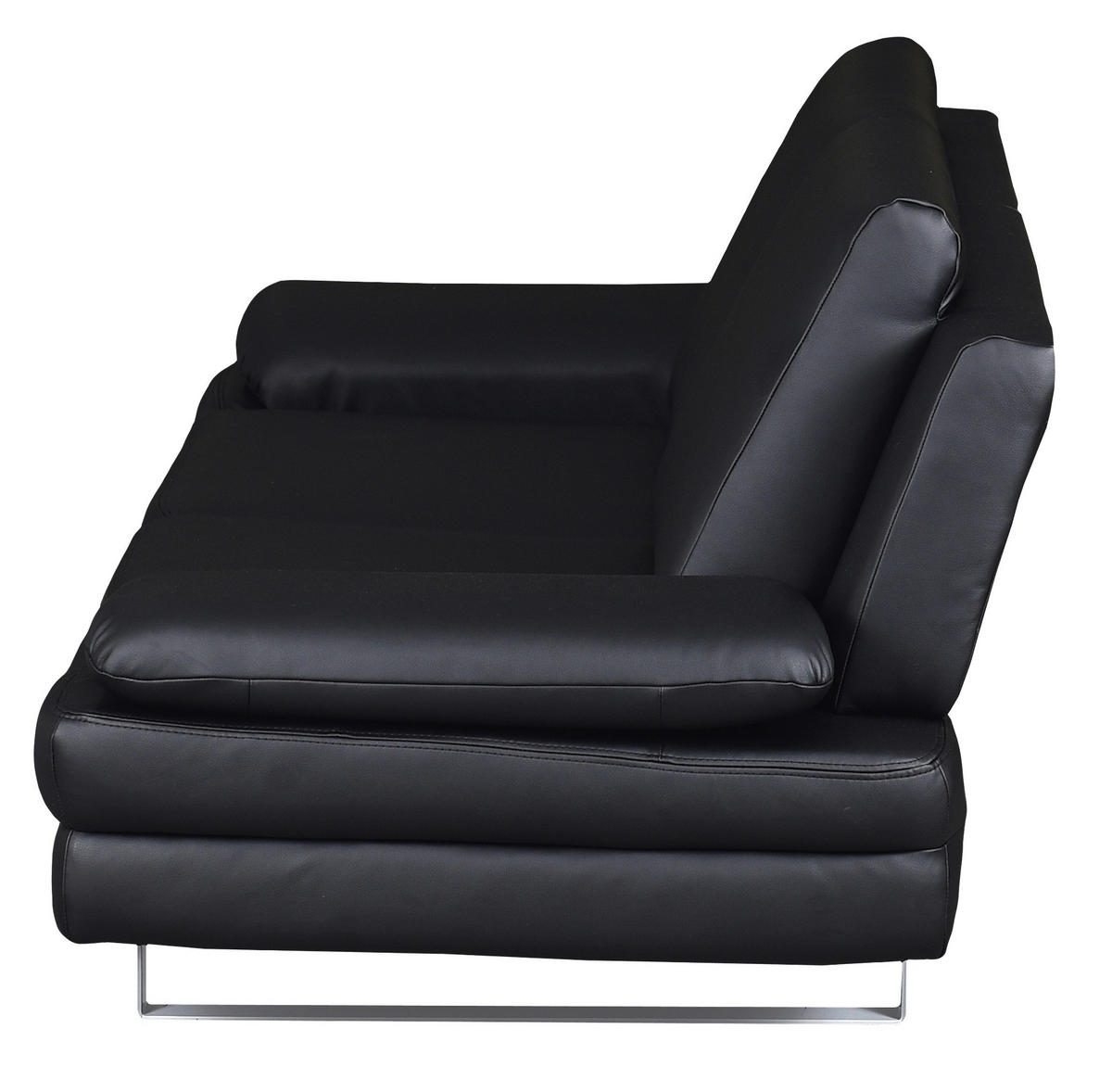 3-SITZER-SOFA in Lederlook Schwarz  - Schwarz/Grau, Design, Textil/Metall (218/78/88cm) - MID.YOU