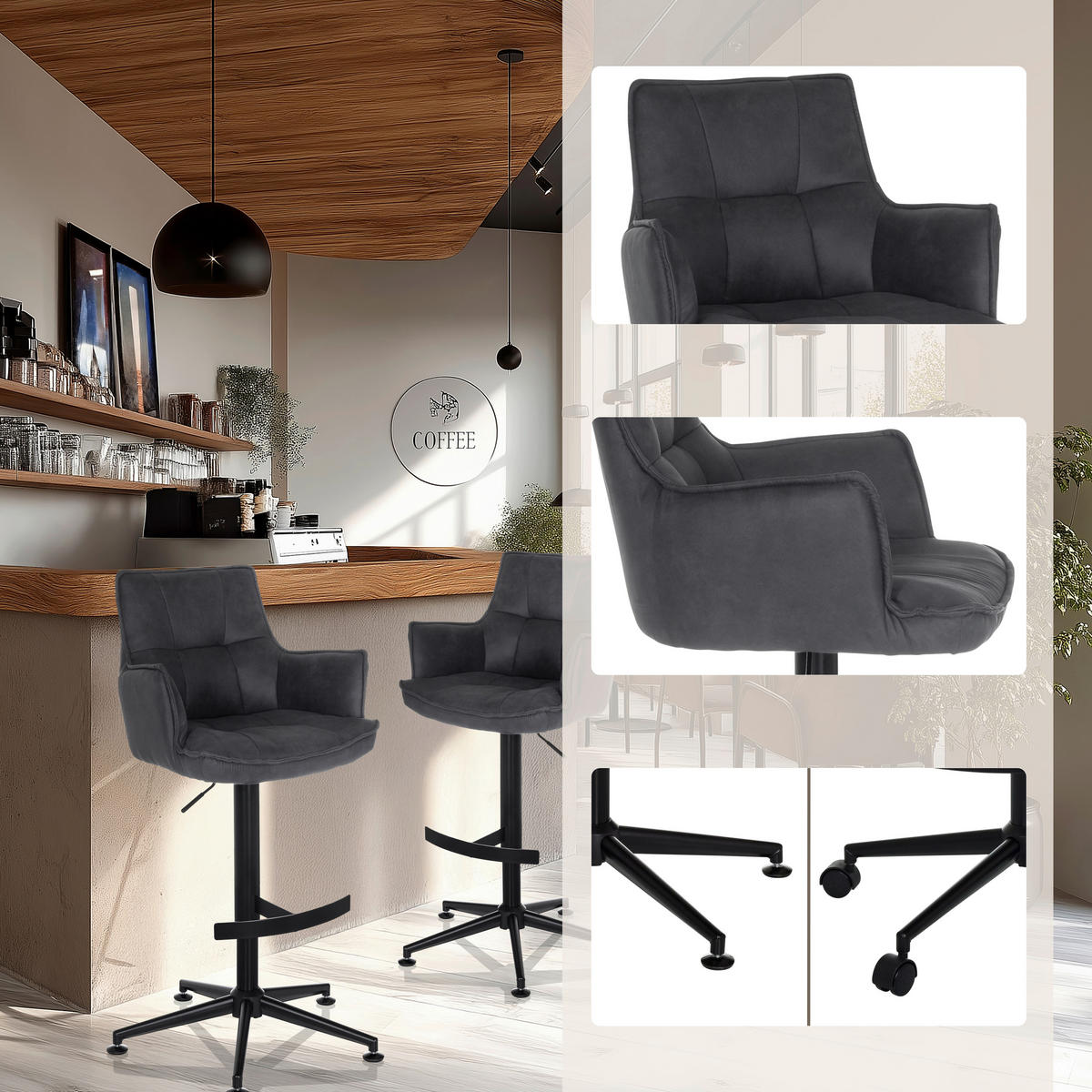 BARPALL i antracit  - svart/antracit, Modern, metall/textil (55/93/56cm) - MID.YOU