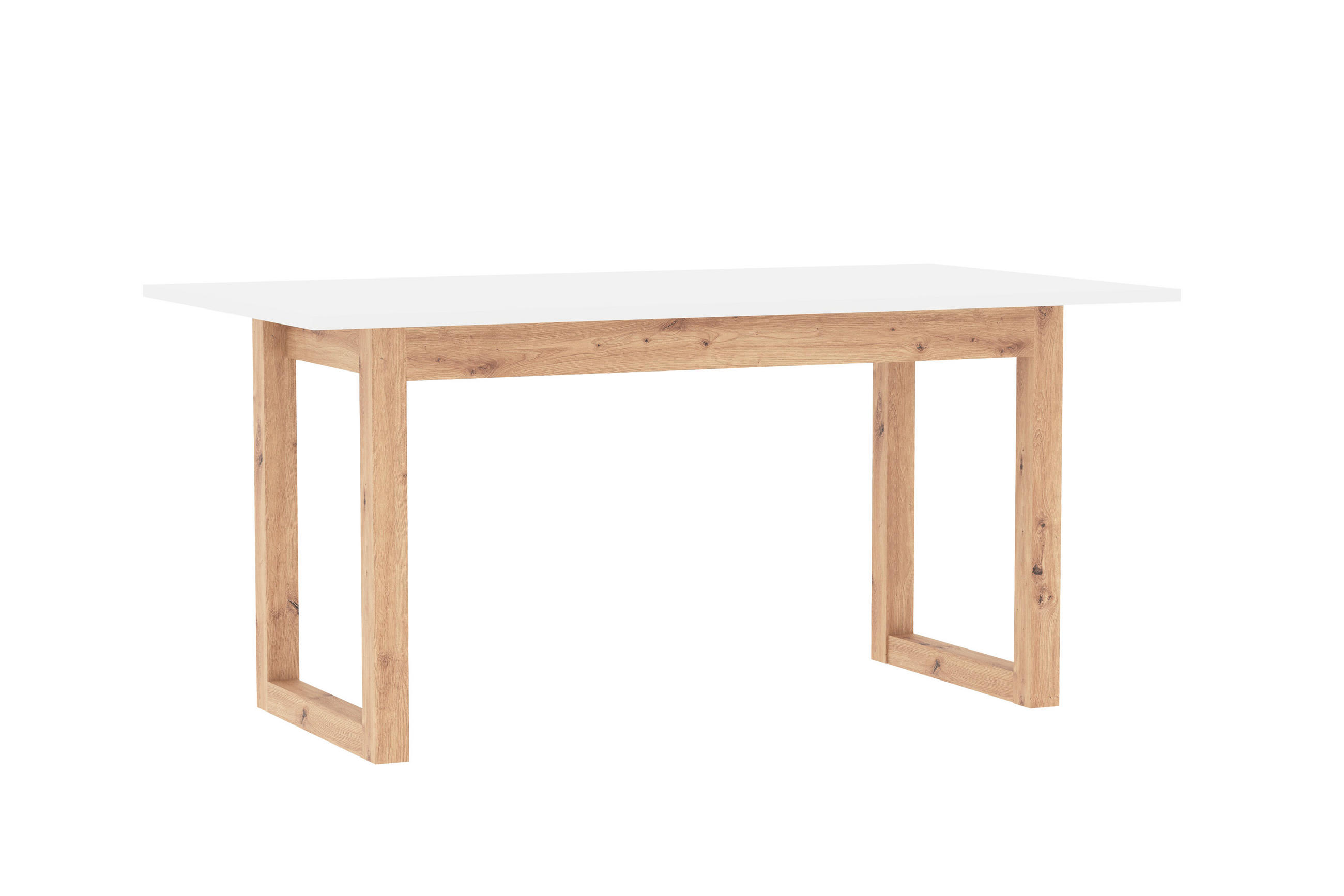 P & B Esstisch Weiß, Eiche Artisan 90x75x160-200 cm